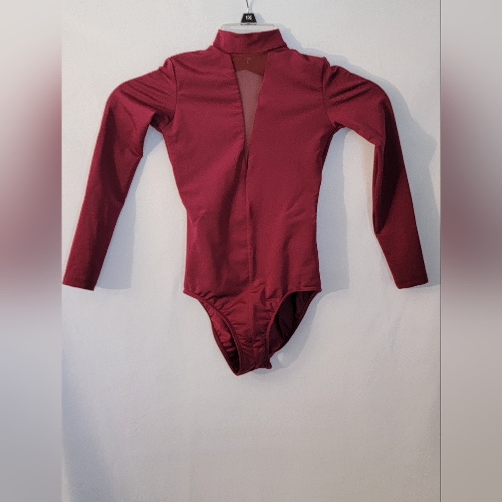 Unbranded Burgundy Dancewear Bodysuit Size MC